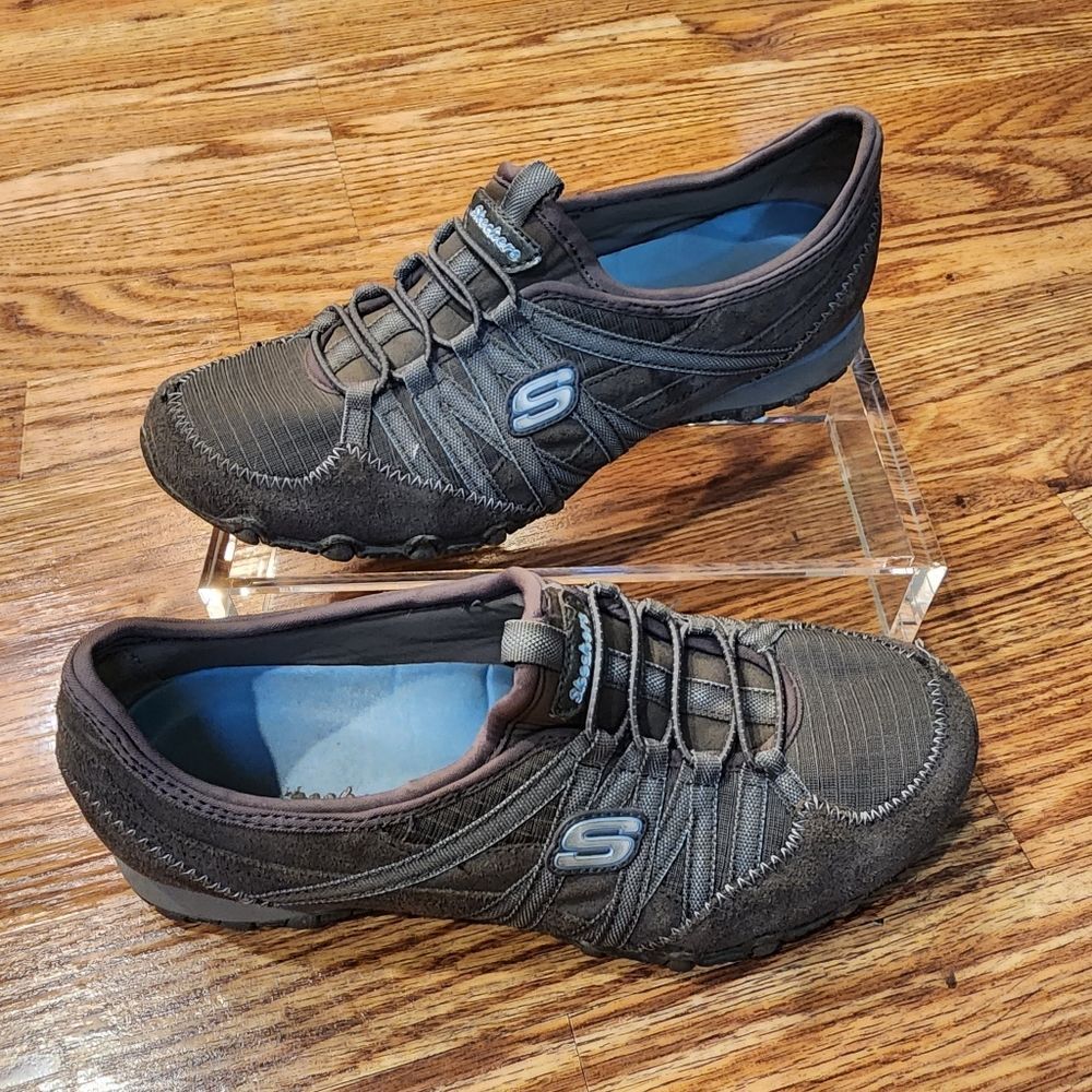Skechers Women's Biker Relaxed Fit Gray & Blue Size 7.5 Shoes